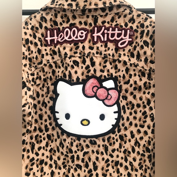 HELLO KITTY Jacket Twill Peplum Leopard Cheetah Embroidered Size 4T - Picture 4 of 4